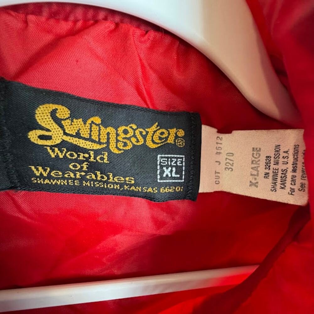 Vintage 70's‎ Swingster ICM Red Nylon Windbreaker Jacket Mens XL USA